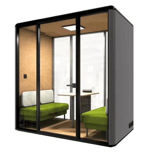 Akustikkabine Büro | 30,8 dB Schalldämmung - 56-facher Luftaustausch/h - LED 3500K dimmbar - 2,03 x 1,19 m Nutzfläche