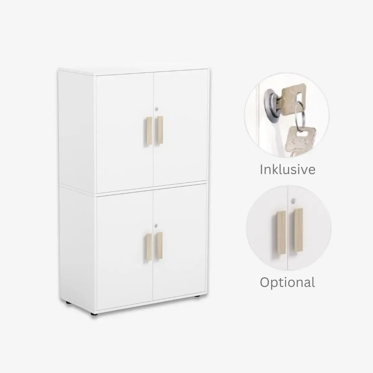 Flügeltürenschrank mit 4 abschließbaren Türen in verschiedenen Farben