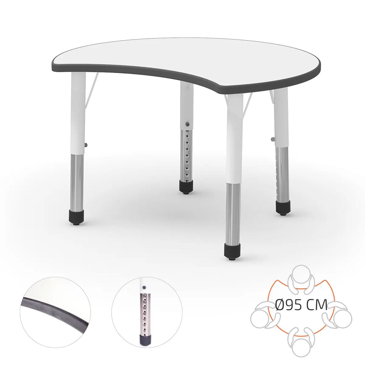 Höhenverstellbarer Schultisch - Halbmond