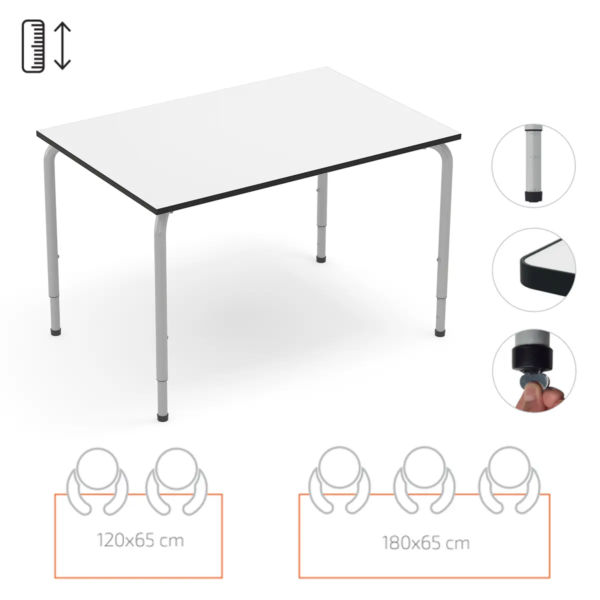 Höhenverstellbarer Schultisch 7-fach verstellbar