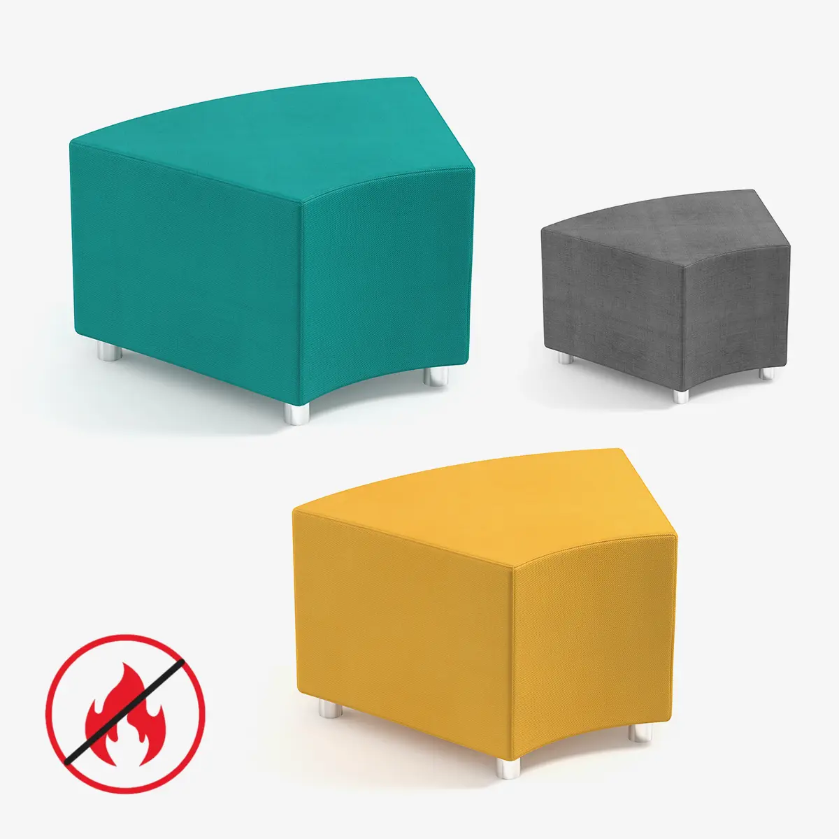 Modulares Schulsofa 45 Grad Achtelkreis-Element in 3 Farben - Objektmöbel