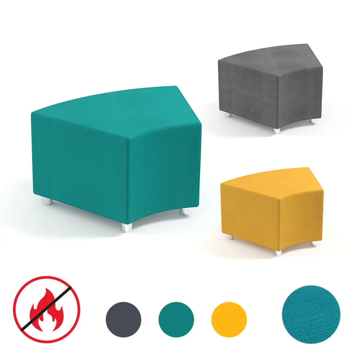 Modulares Schulsofa 45 Grad Achtelkreis-Element in 3 Farben