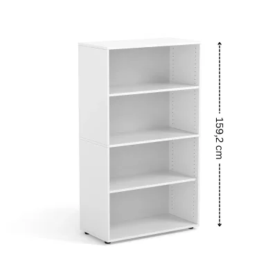 Modulares Bücherregal mit 4 verstellbaren Fächern in Holzoptik.