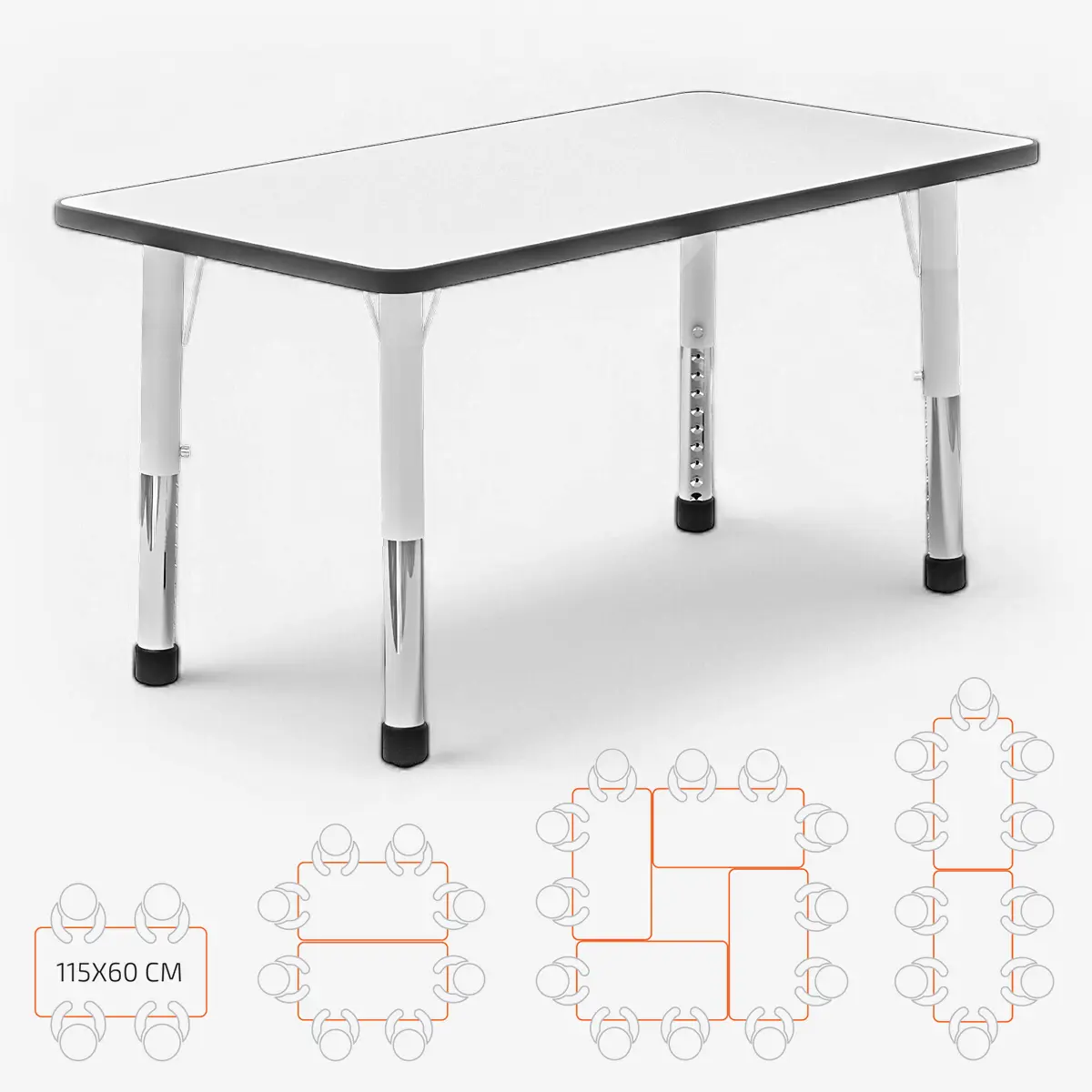 Rechteckiger Schülertisch höhenverstellbar