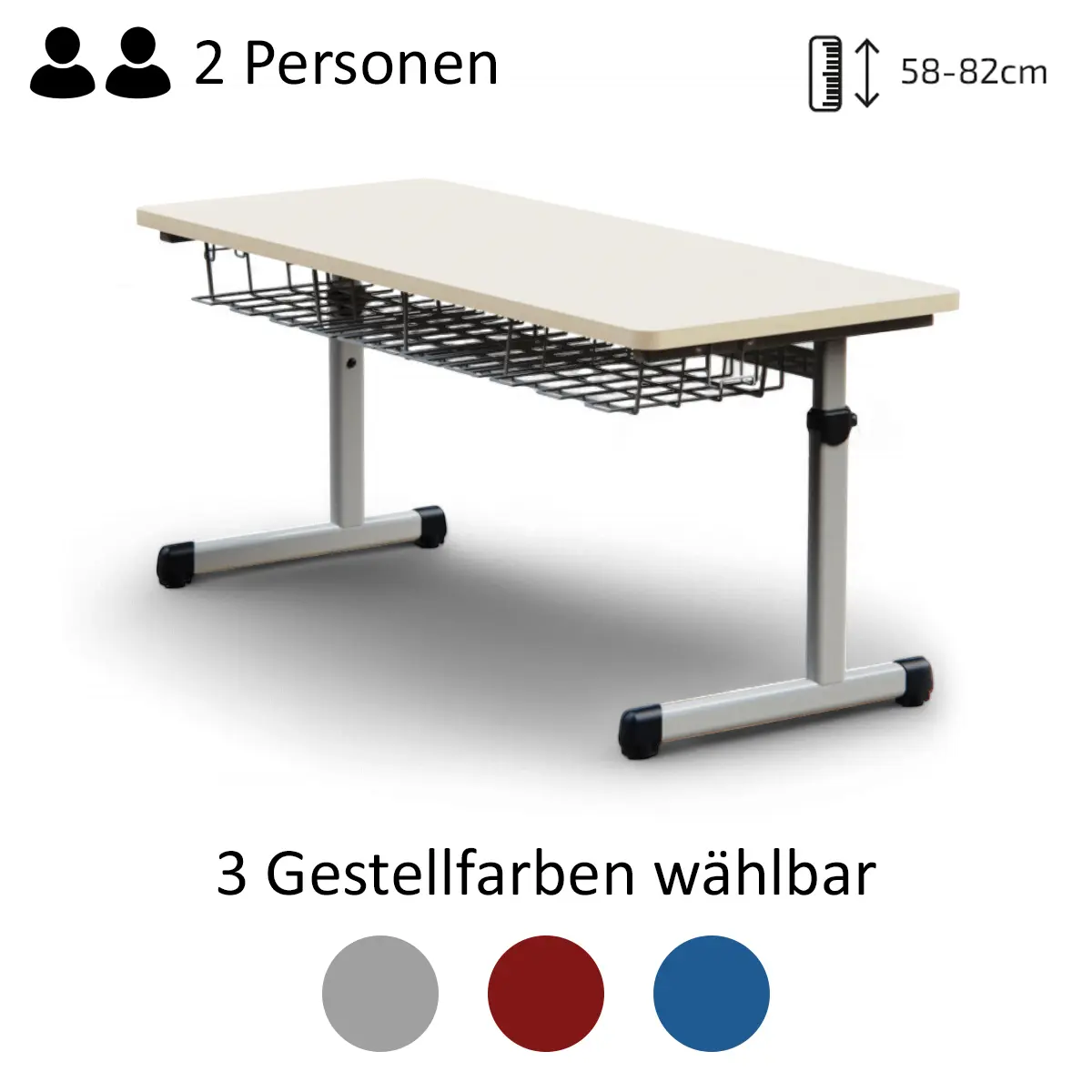 Schüler-Zweiertisch Höhenverstellbar 58-82 cm kaufen