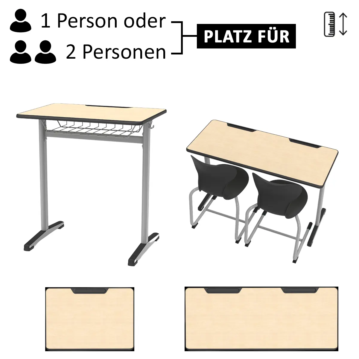 Schülertisch Buche für 1 oder 2 Personen