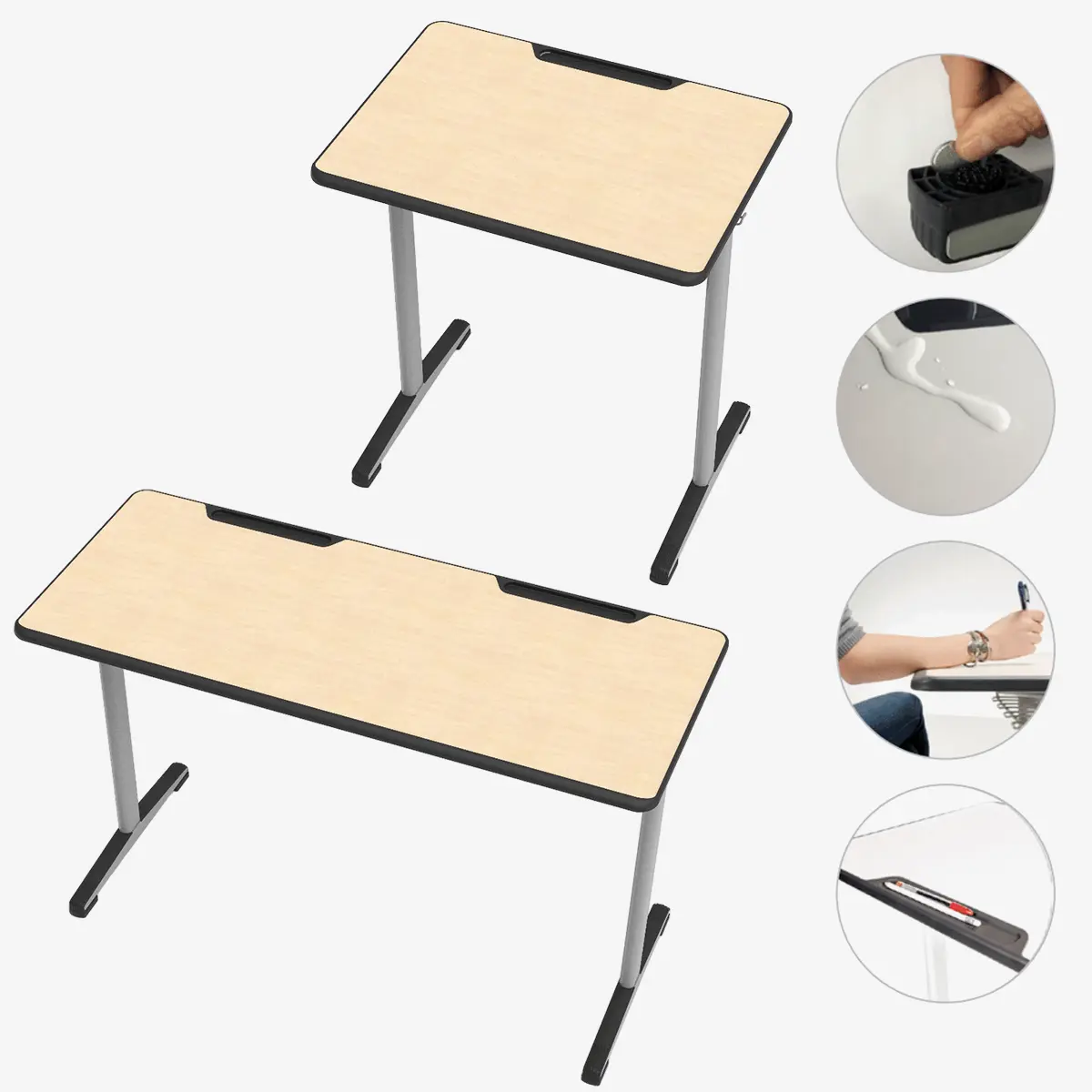 Schülertisch höhenverstellbar Buche Einzeltisch Doppeltisch ergonomisch Klassenzimmer für 1 oder 2 Personen
