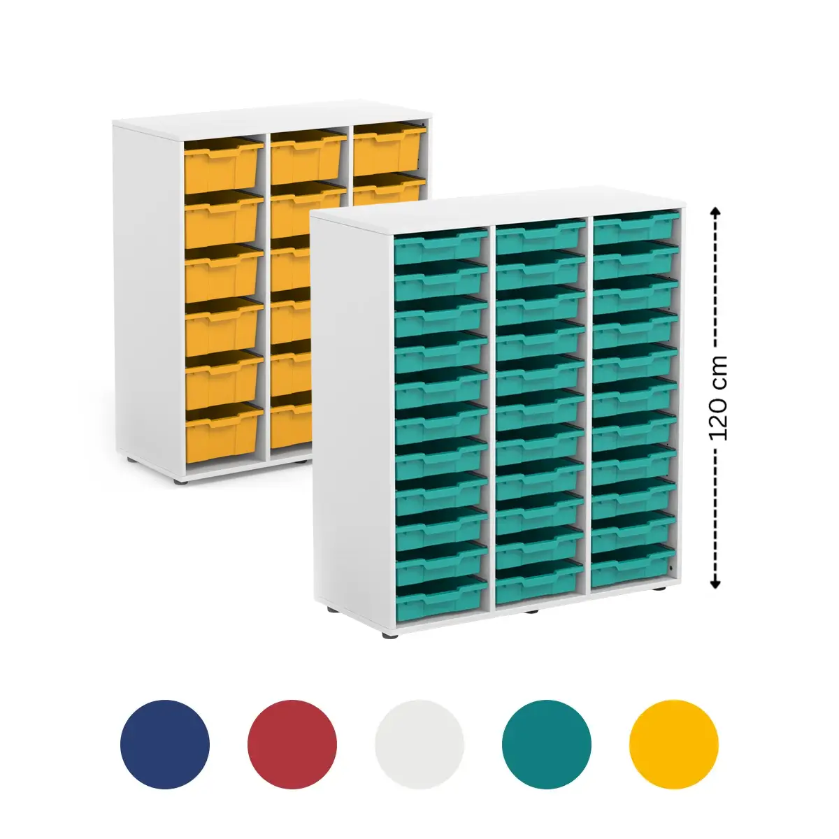 Schulmaterialschrank mit Kunststoffboxen für Schulen und Büro