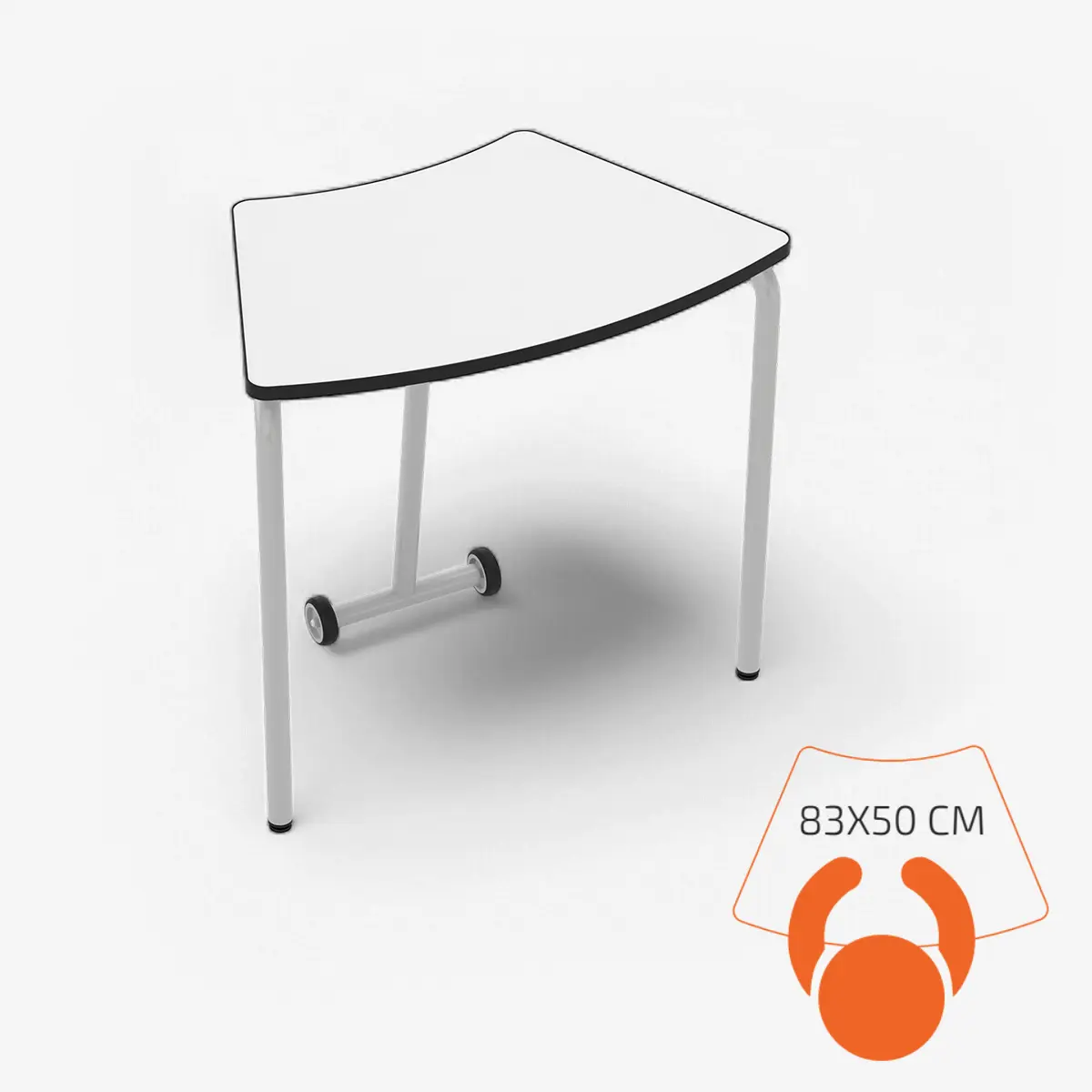 Trapezförmiger Schultisch mit Aluminium-Gestell für Schulen