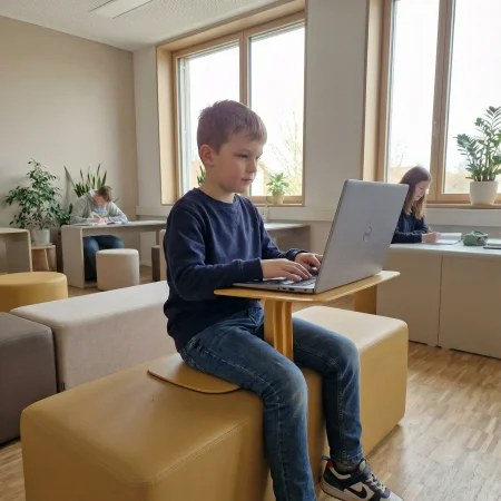 Z-Tool Sitztisch für Schüler – flexibles Arbeiten mit Laptop im Klassenzimmer